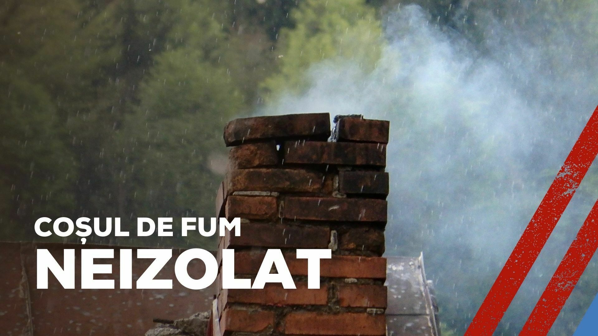 Imagine cu un coș de fum vechi și textul coș de fum neizolat