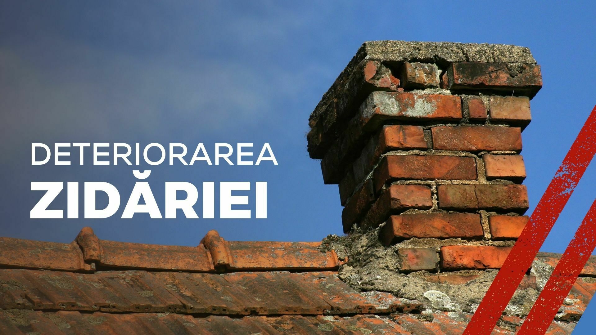 Imagine cu un coș de fum din zidărie deteriorat