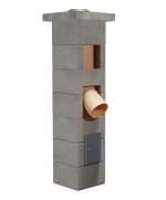 Professzionális kémény – PracticHorn – 7 m magasság, 180 mm belső átmérő, 35×35 cm külső méret, 45°-os csatlakozás