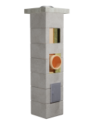 Professzionális kémény – PracticHorn – 8 m magasság, 180 mm belső átmérő, 35×35 cm külső méret, 90°-os csatlakozás