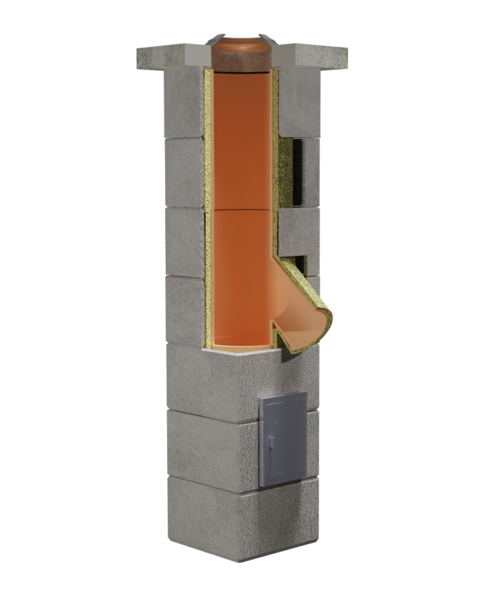 Professzionális kémény – PracticHorn – 7 m magasság, 180 mm belső átmérő, 35×35 cm külső méret, 45°-os csatlakozás - Image 2