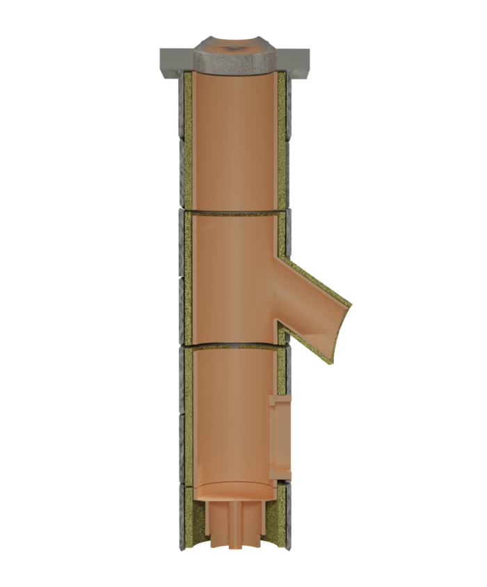 Professzionális kémény – PracticHorn – 7 m magasság, 180 mm belső átmérő, 35×35 cm külső méret, 45°-os csatlakozás - Image 3